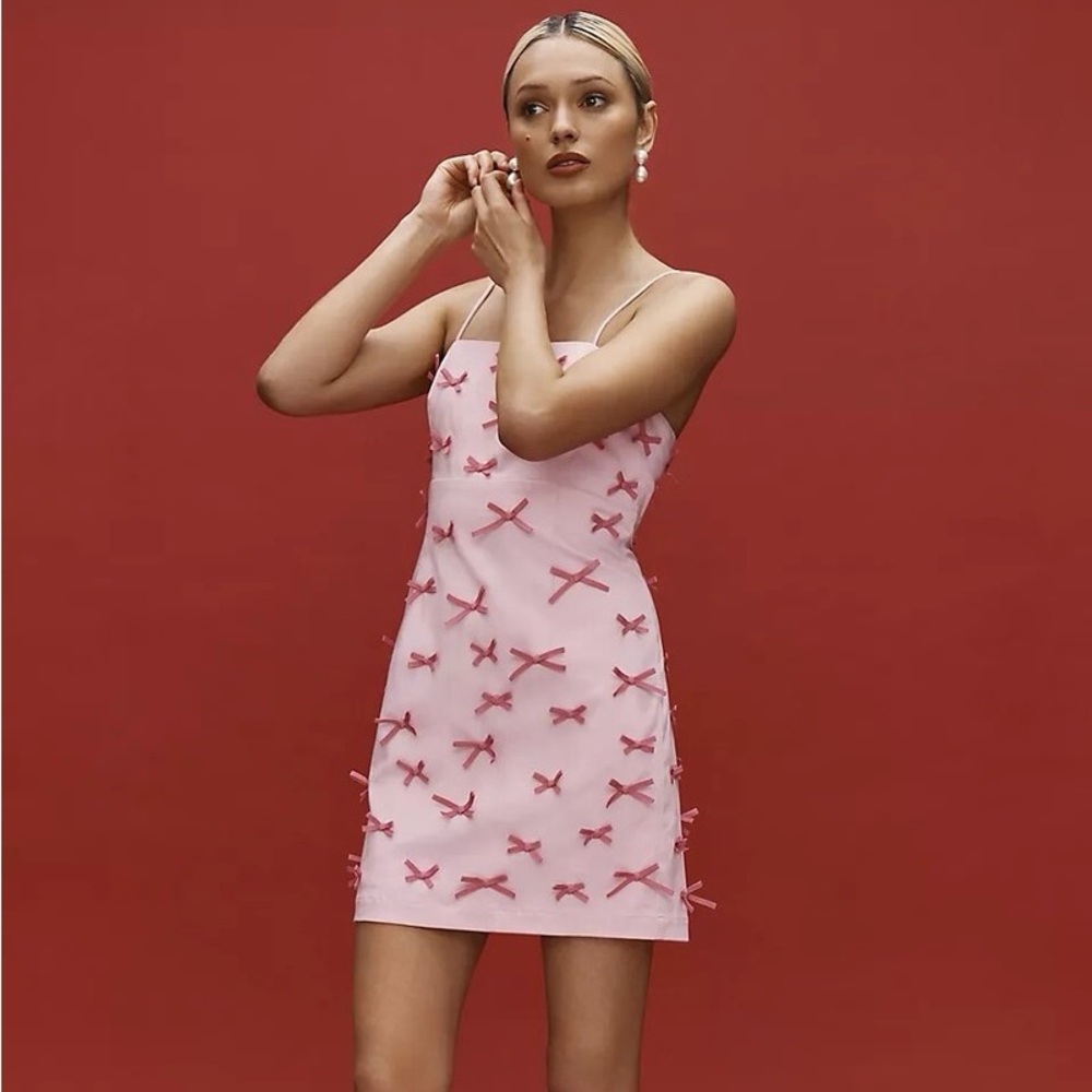 Maeve Anthropologie The Brynne 3-D Spaghetti-Strap Cherry Dress